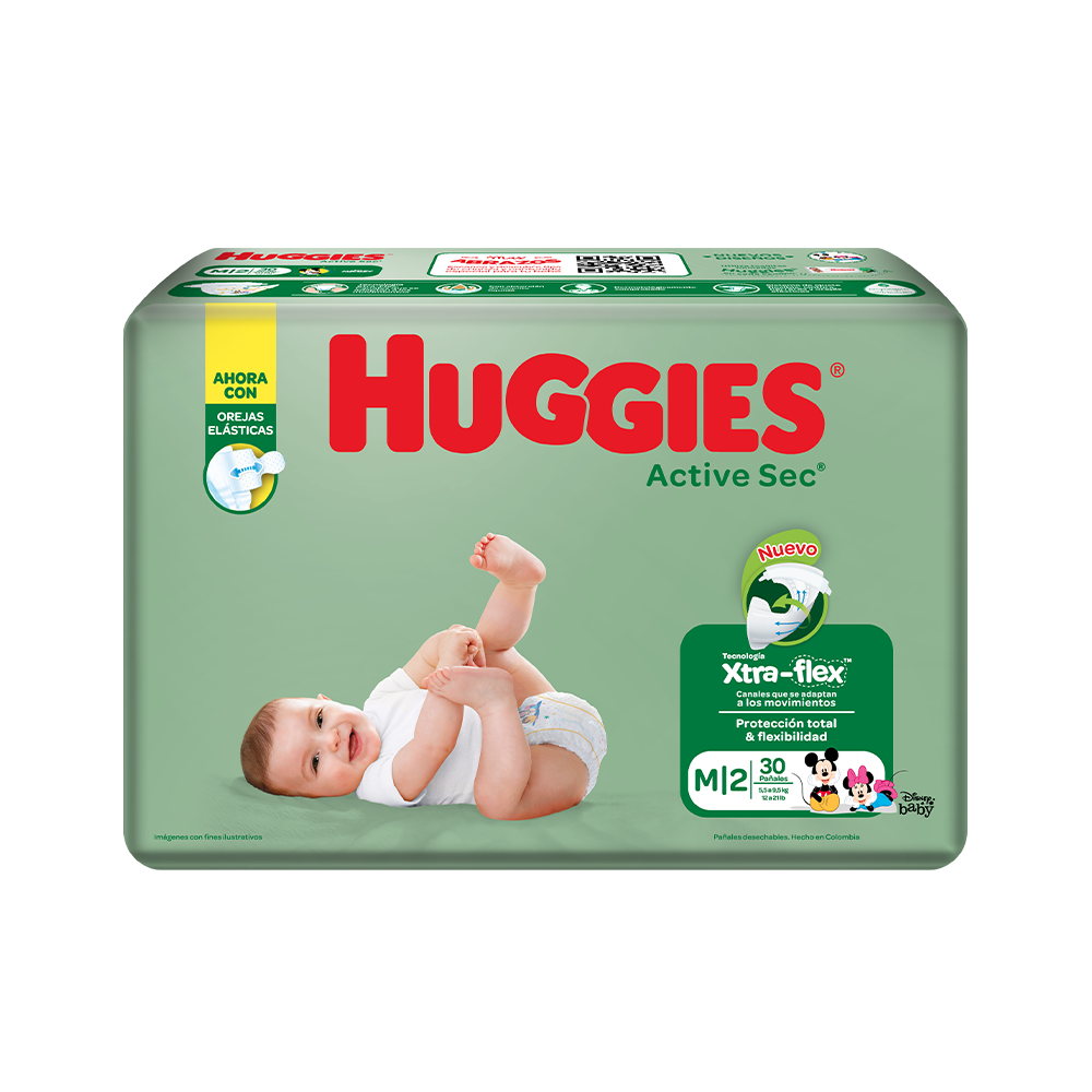 Pañal Huggies Bebe Active Talla M 30 und