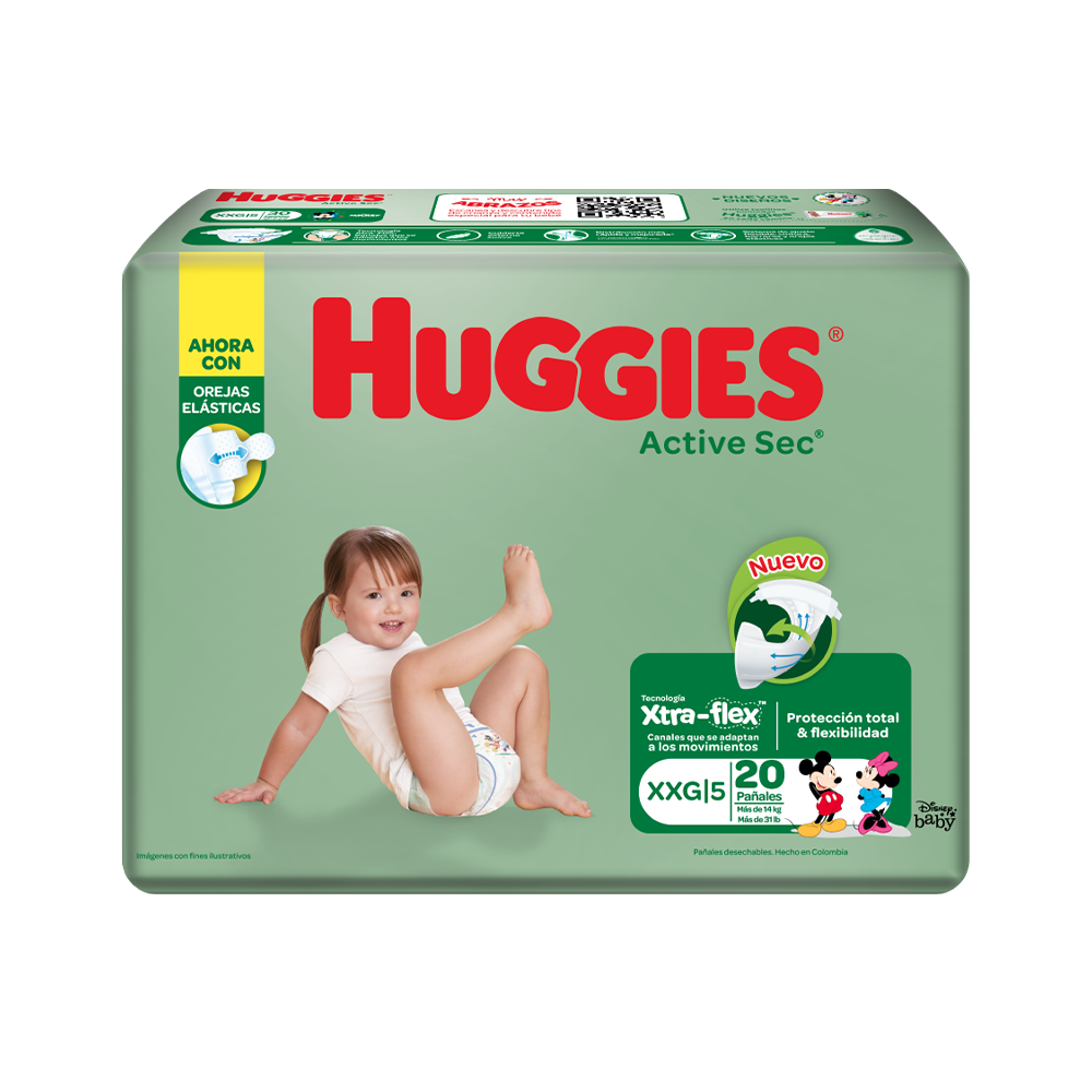 Pañal Huggies Active Sec XXG 20 und