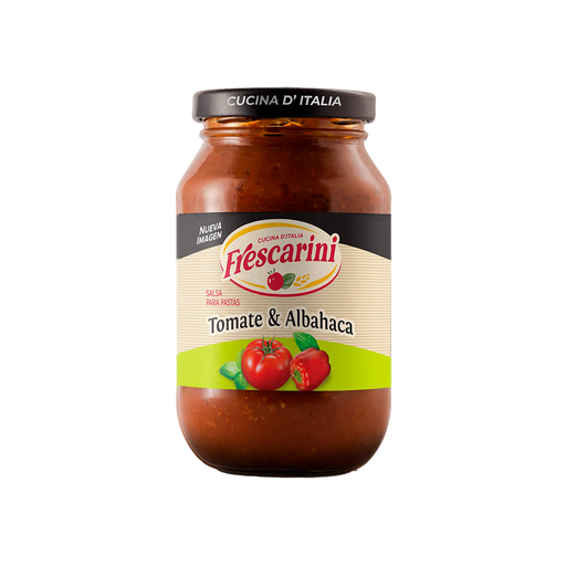 [7591072004469] Salsa para Pastas Frescarini Tomate Albahaca 490 gr
