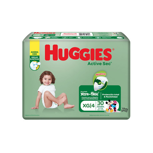 [7702425801615] Pañal Huggies Bebe Active Talla XG 30 und