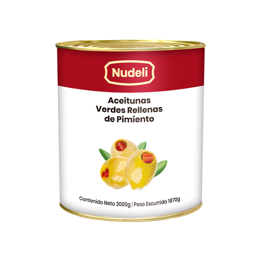 [0788115350011] Aceitunas Verdes Rellenas de Pimenton 3Kg Nudeli