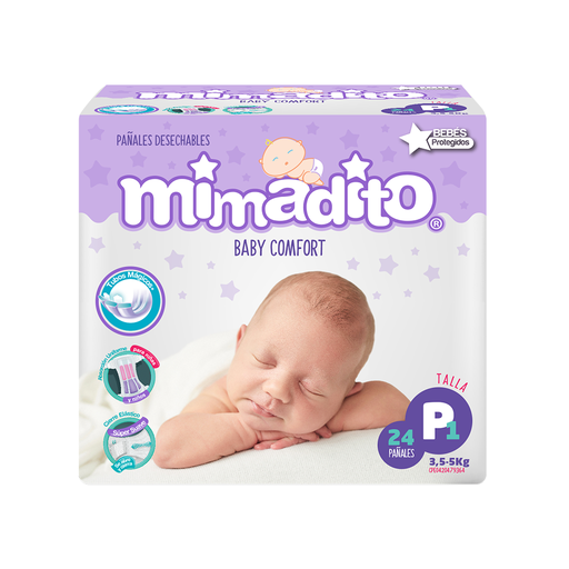 [7591248121501] Pañal Desechable Baby Confort Pequeño Mimadito (24 Unidades)