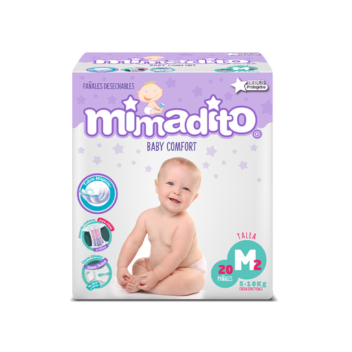 [7591248131401] Pañal Desechable Baby Confort Mediano Mimadito (20 Unidades)